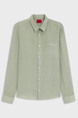 Relaxed-fit shirt in linen, Light Green