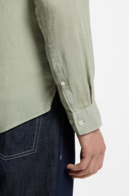 Relaxed-fit shirt in linen, Light Green