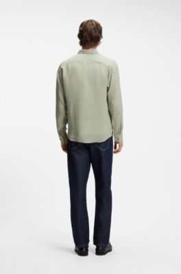 Relaxed-fit shirt in linen, Light Green