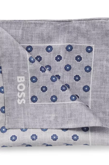 BOSS ONE Silk pocket square with digital print and logo