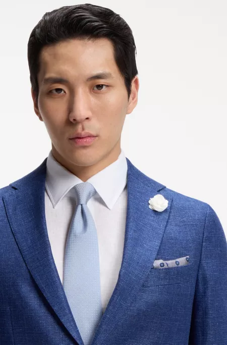 BOSS ONE Silk pocket square with digital print and logo