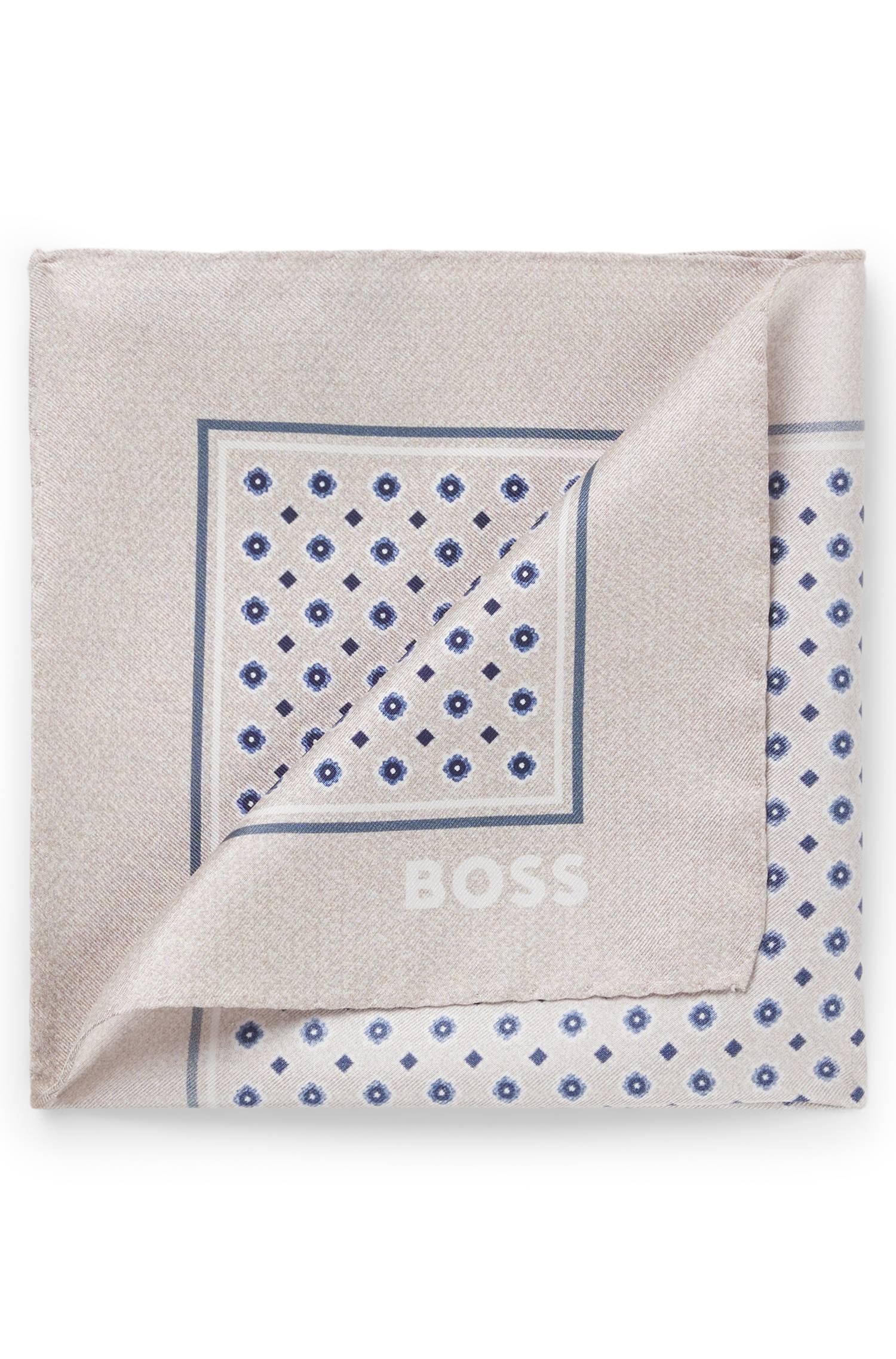 Boss BOSS ONE Silk pocket square with digital print and logo