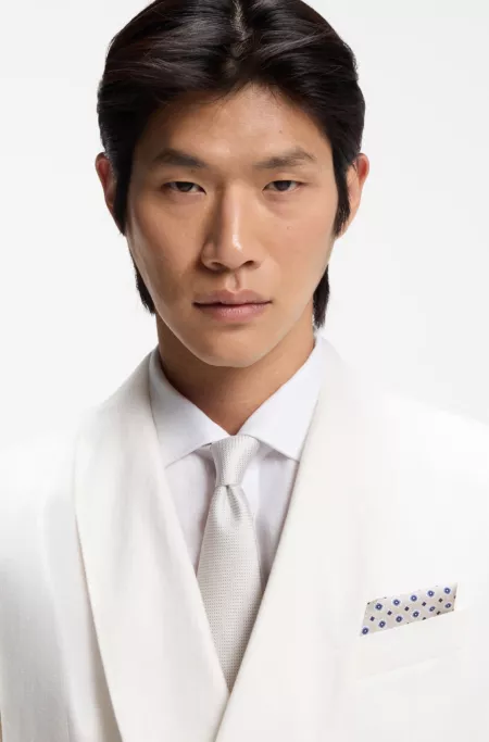 Silk pocket square with digital print and logo