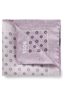 Silk pocket square with digital print and logo, Light Purple
