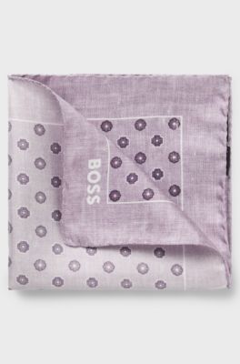 Silk pocket square with digital print and logo, Light Purple
