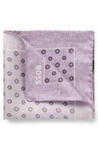 Silk pocket square with digital print and logo, Light Purple