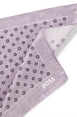 Silk pocket square with digital print and logo, Light Purple