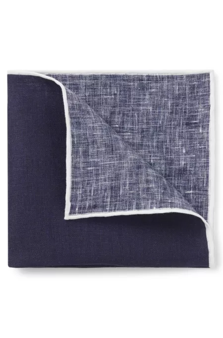 BOSS ONE Linen pocket square with contrast border