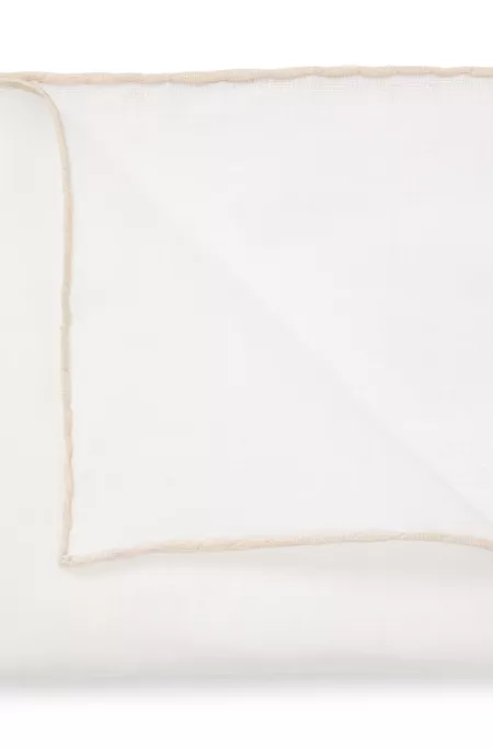 Linen pocket square with contrast border