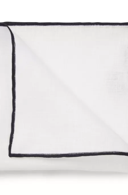 Linen pocket square with contrast border