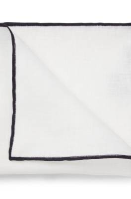 BOSS ONE Linen pocket square with contrast border 1