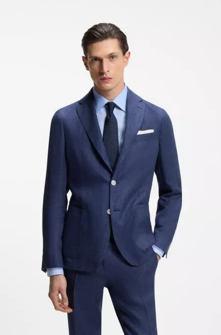 Linen pocket square with contrast border