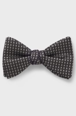 Silk bow tie with jacquard pattern, Black