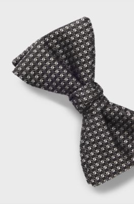 Silk bow tie with jacquard pattern, Black
