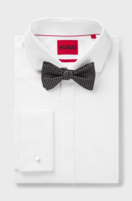 Silk bow tie with jacquard pattern, Black