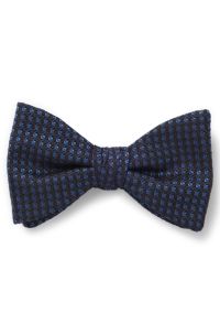 Silk bow tie with jacquard pattern, Dark Blue