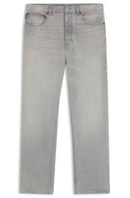 Hugo Baggy-fit jeans in grey stonewashed denim herr – bild 4