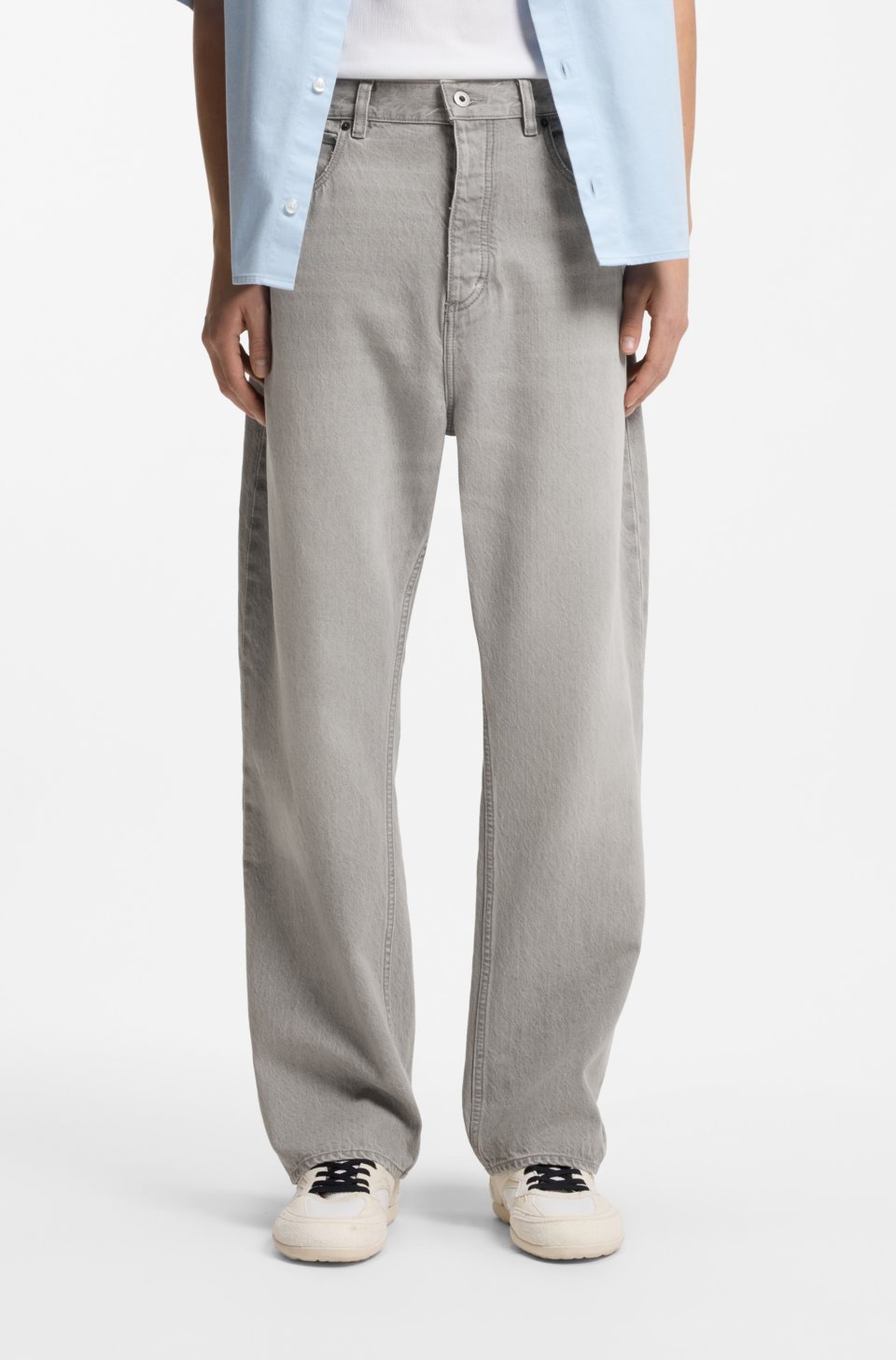 Baggy-fit jeans in grey stonewashed denim