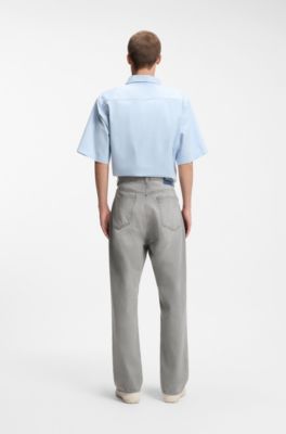 Jean Baggy en denim gris stone-washed, Gris chin&eacute;