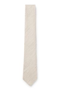 Patterned tie in linen and silk, Light Beige