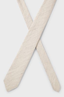 Patterned tie in linen and silk, Light Beige