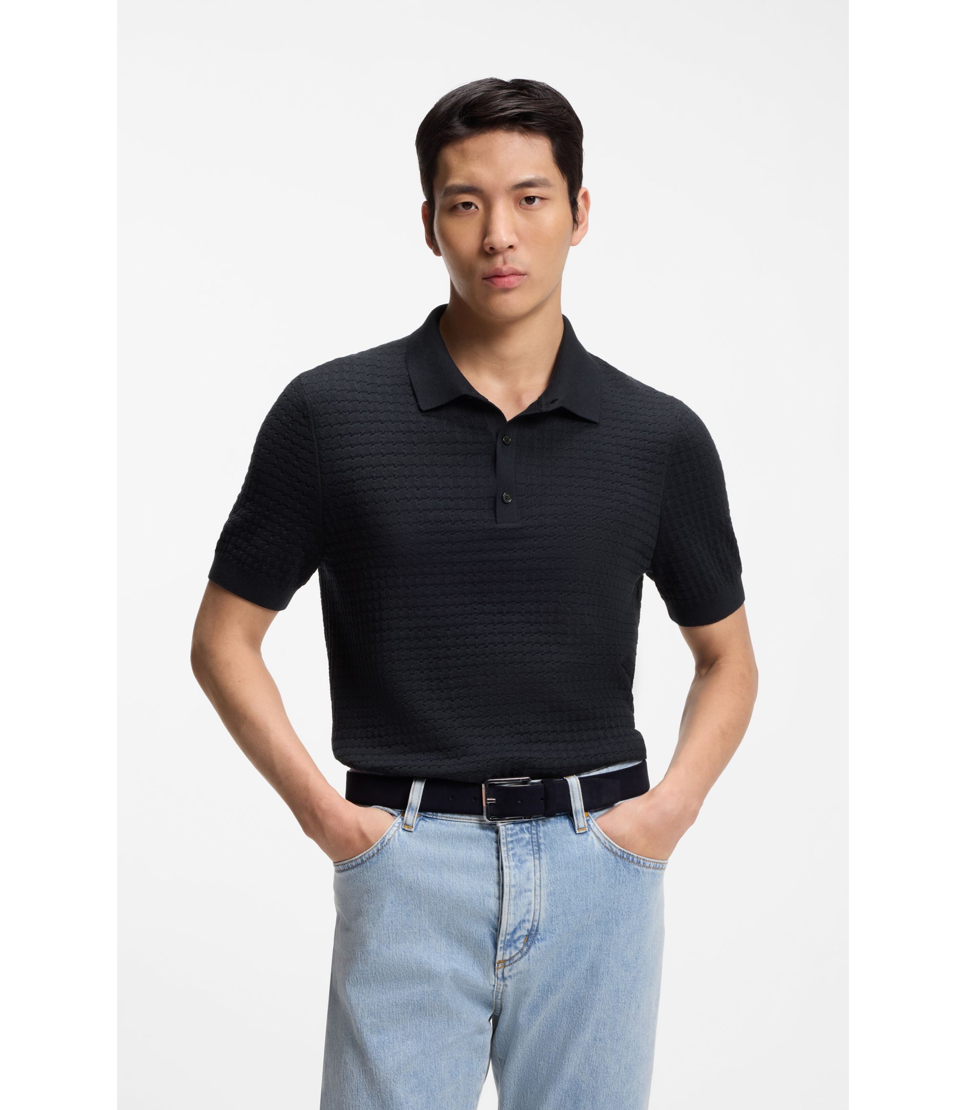 Kurzarm-Pullover aus Seiden-Mix mit Baumwoll-Anteil