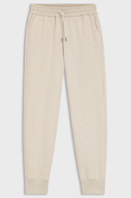 Relaxed-fit cotton-blend cuffed tracksuit bottoms, Natural
