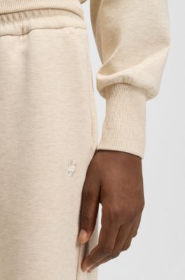 Relaxed-fit cotton-blend cuffed tracksuit bottoms, Natural