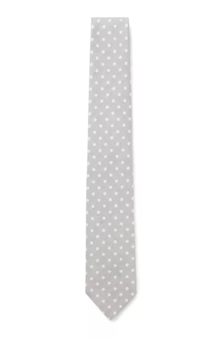 Dot-pattern tie in silk-linen jacquard