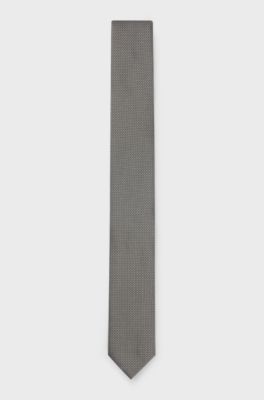 Silk tie with jacquard-woven pattern, Light Green