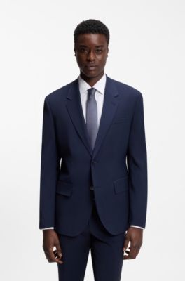 Silk tie with jacquard-woven pattern, Dark Blue