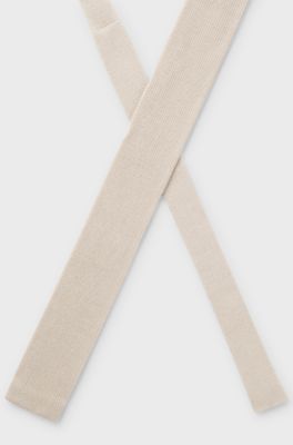Knitted-jacquard tie in cotton, Light Beige