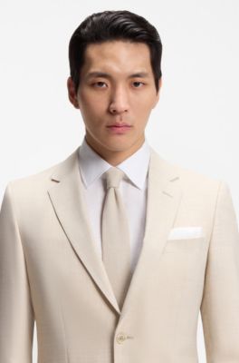 Knitted-jacquard tie in cotton, Light Beige