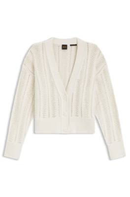Relaxed-fit cardigan in a wave-structured cotton blend 1