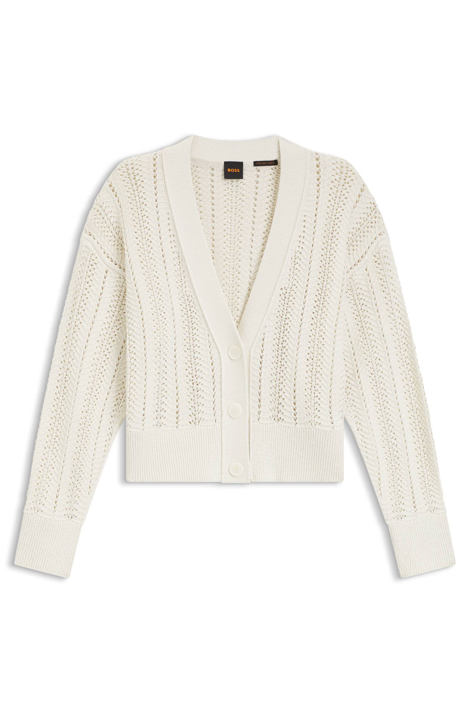 Boss Relaxed-fit cardigan in a wave-structured cotton blend dam – bild 4