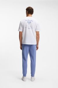 Cotton-mesh T-shirt with embroidered artwork, White