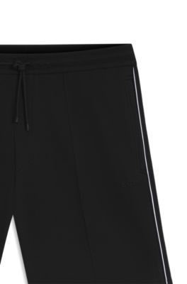 Shorts aus Baumwoll-Mix mit Paspeln, Schwarz