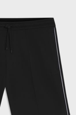 Cotton-blend shorts with piped trims, Black
