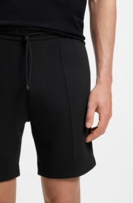 Cotton-blend shorts with piped trims, Black