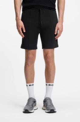 Shorts aus Baumwoll-Mix mit Paspeln, Schwarz