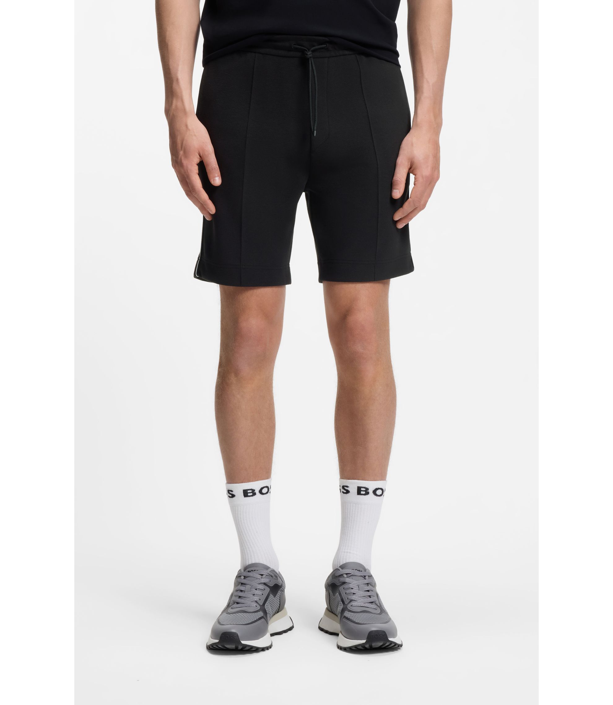 Shorts aus Baumwoll-Mix mit Paspeln