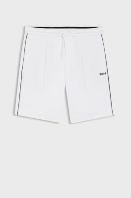 Cotton-blend shorts with piped trims, White