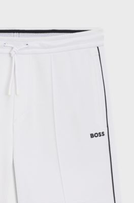 Cotton-blend shorts with piped trims, White