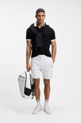 Cotton-blend shorts with piped trims, White