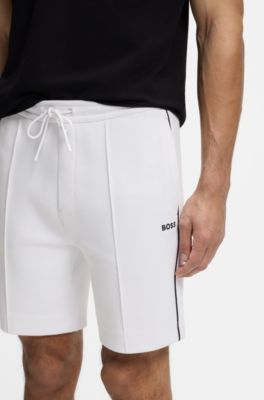 Shorts aus Baumwoll-Mix mit Paspeln, Wei&szlig;