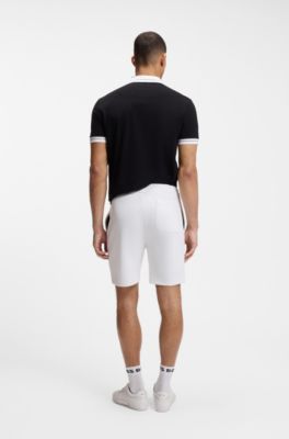Cotton-blend shorts with piped trims, White
