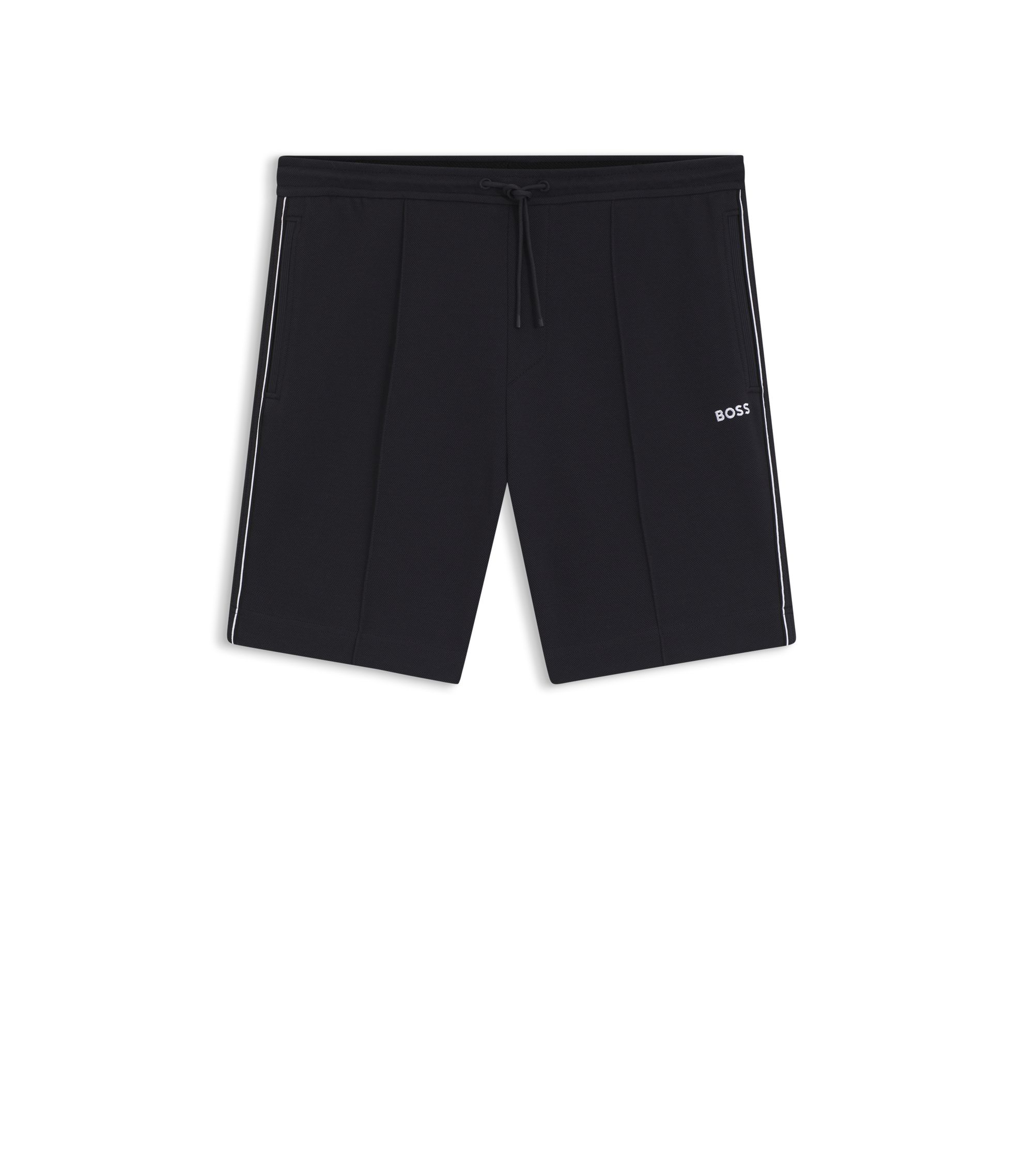 BOSS - コットンブレンド ショートパンツ パイピングトリム - ダークブルー