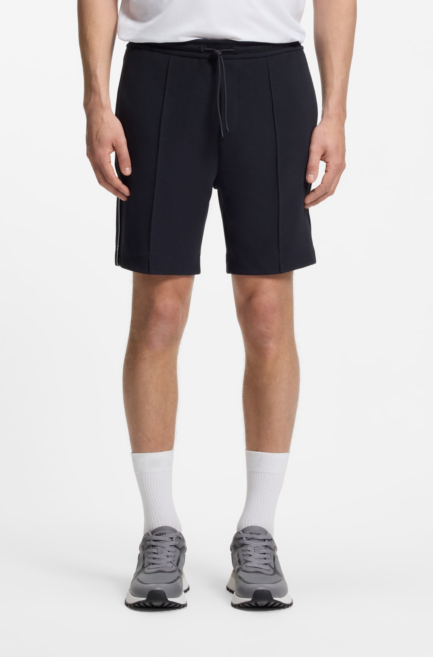 Boss Cotton-blend shorts with piped trims herr