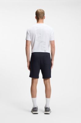 Cotton-blend shorts with piped trims, Dark Blue