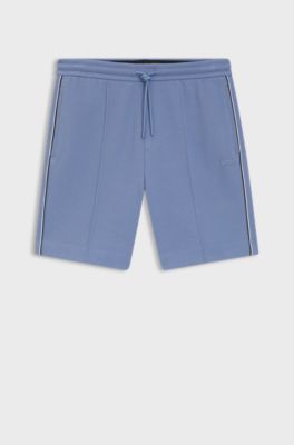 Cotton-blend shorts with piped trims, Blue